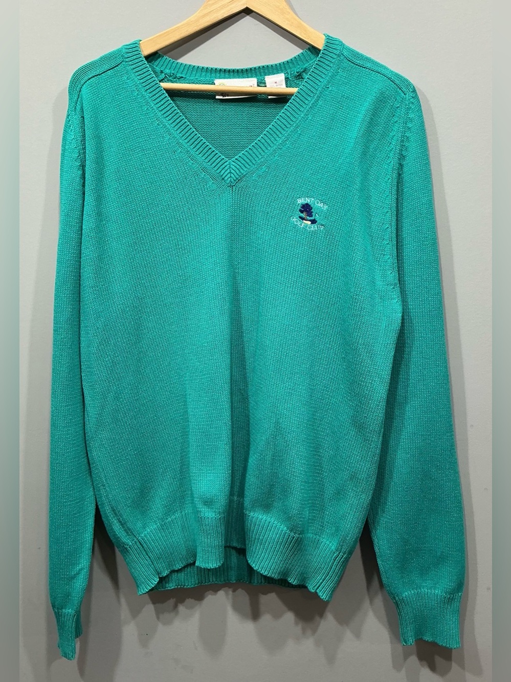Vintage 90s Antigua Bent Oak Golf Club Sweater Men’s M/L Teal 100% Cotton